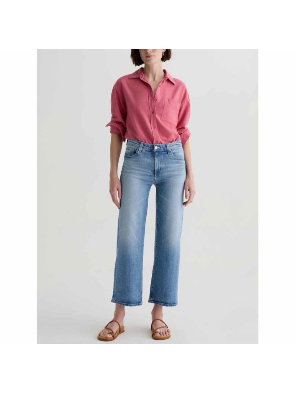 AG Goldschmied Saige Wide Leg Crop Jean Mid Rise Fit in Helios Wash